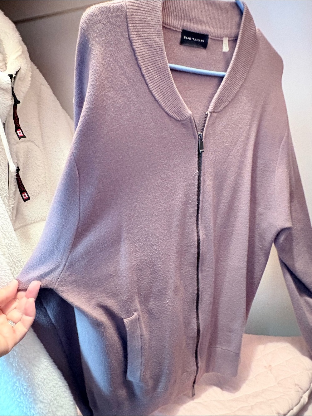 Elie Tahari XXL Zip-Front Knit Cardigan